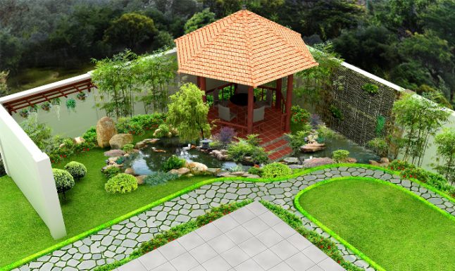 Thiết kế cảnh quan tiểu cảnh sân vườn hợp phong thủy 